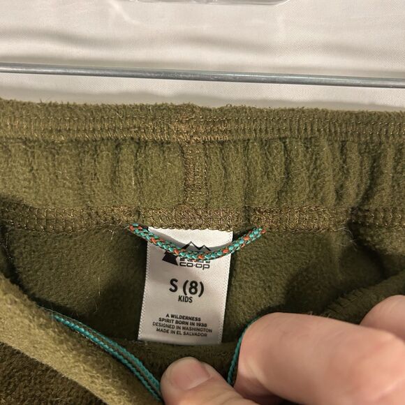 REI Co-Op Sweatpants Kids Small Green Fleece Drawstring Pockets Zip Ankle - Picture 5 of 7